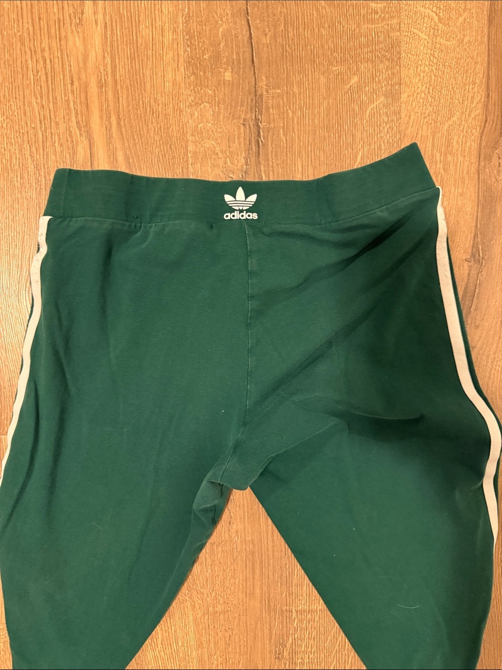 adidas Forest Green Leggings with White Side Stripes